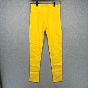 Vizio Leggings Womens Small Yellow Rayon Blend Pull On Elastic Waist Stretch